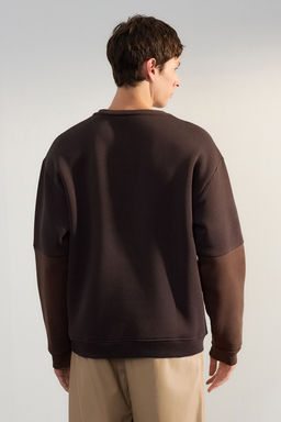 TRENDYOL MAN Lacivert Oversize/Genis Kesim Renk Bloklu Ici Polarl? Basic Sweatshirt TMNAW25SW00013 - Trendyolmilla фото 14