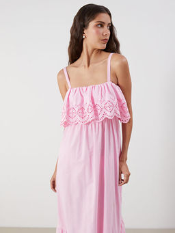 Ajurlu Ask?l? Belden Oturtmal? Poplin Elbise