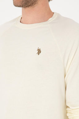 Erkek BEYAZ Basic Sweatshirt Sepette S_rpriz _ndirim