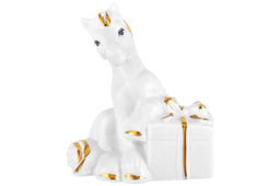 Фигурка декоративная 6,5*5*8 см Лошадь с подарком белая с золотом, фарфор - Elan gallery фото 4