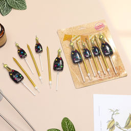 Свеча для торта «Шампанское», 7 шт., черный, золотой