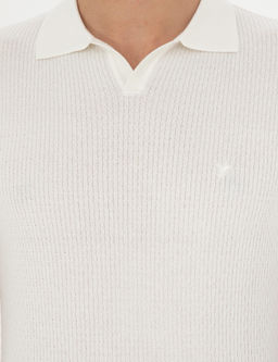 Белая приталенная трикотажная футболка с воротником-поло - Cacharel фото 7