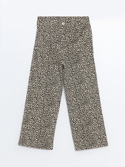 Wideleg Fit Leopar Desenli K?z ?ocuk Pantolon