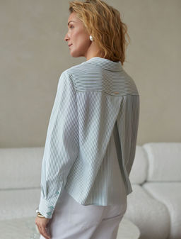 Укороченная блузка в полоску из эластичного хлопка - Vilatte фото 2