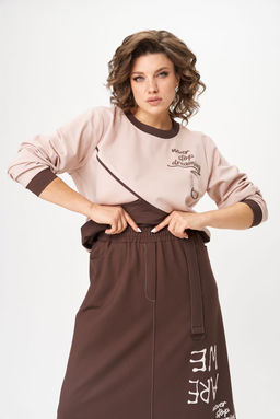 Костюм Aira Style 24129 пудра+коричневый  фото 4