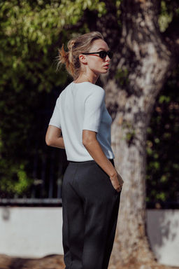 BASIC PLAIN KNIT SHORT SLEEVE TOP - Zara фото 13