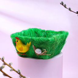 Пасхальная декоративная корзинка Травка 16х18х8 см