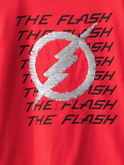 Bisiklet Yaka The Flash Bask?l? Uzun Kollu Pamuklu Erkek ?ocuk Ti??rt - Waikiki фото 3