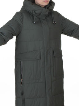 8359 DK. GREEN Пальто зимнее женское (200 гр. холлофайбер)