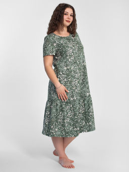 Платье женское кулирка "АГНИЯ" РОМАШКА ЗЕЛЕНЫЙ