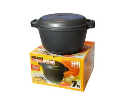 Казан с крышкой-сковородой, литой, 7л