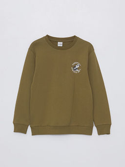 Bisiklet Yaka Nostaljik Maymun Bask?l? Uzun Kollu Erkek ?ocuk Sweatshirt