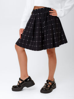 Юбка Татьяна, цвет т.Синий(Клетка-точка), 78%х/б,16%пэ,6%л - 5+ фото 2