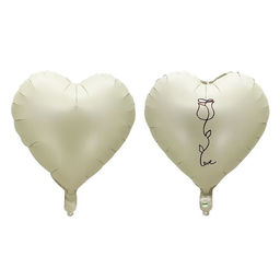 Цена за 5 шт. Воздушный шар фольгированный 18" «Сердце с розой», ваниль