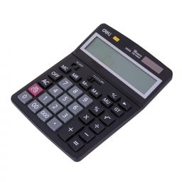 Калькулятор настольный ПОЛНОРАЗМЕРНЫЙ Deli, двойное питание, черн E39259