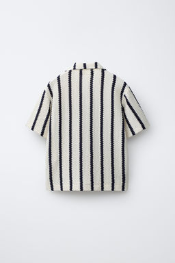 CAMISA PUNTO CROCHET RAYAS / Crudo - Zara фото 2