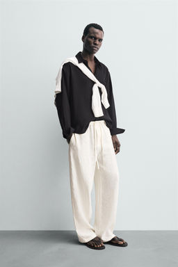 100% LINEN RELAXED FIT TROUSERS - Zara фото 4