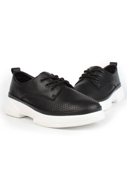 03-PDXL140-2 BLACK Полуботинки спортивные женские (натуральная кожа)