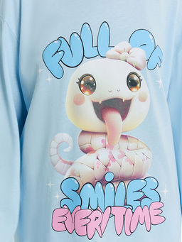 Сорочка ночная для девочек голубая со змейкой