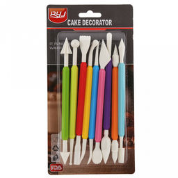 Инструмент для моделирования кондитерских украшений Скульптор 9 предметов, 16,5-17,3см, двухсторонние наконечники, пластик, цвета микс, в блистере (Китай)