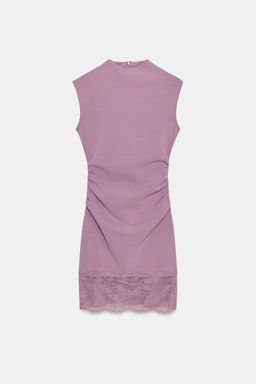 VESTIDO CORTO STRETCH ENCAJE / Rosa / Lila - Zara фото 4