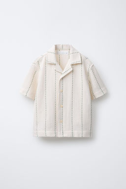 RUSTIC SHIRT WITH STRIPE EMBROIDERY