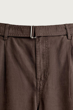 PANTAL?N RELAXED FIT PLIEGUES CINTUR?N / Marr?n / Topo - Zara фото 8