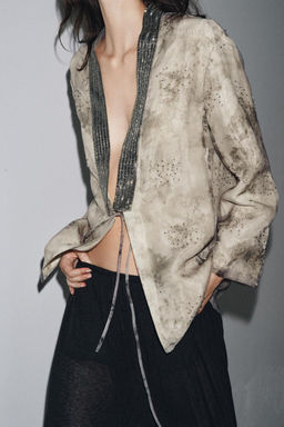 BEADED PRINTED ORGANZA KIMONO - Zara фото 5