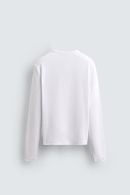 RIBBED T-SHIRT WITH BUTTONED NECKLINE - Zara фото 8