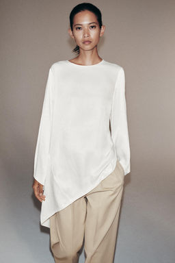 TOP ASIM?TRICO SATINADO ZW COLLECTION / Blanco roto - Zara фото 12