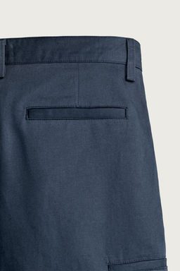 BERMUDA CARGO RELAXED FIT ALGOD?N - LINO / Azul / Marino - Zara фото 10