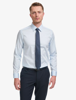 A__k Mavi Slim Fit Uzun Kollu Esnek Basic G_mlek