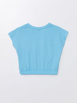 Bisiklet Yaka Bask?l? K?sa Kollu K?z ?ocuk Crop Ti??rt - Waikiki фото 3