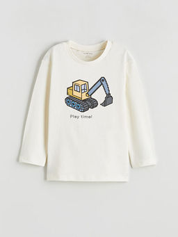 Bisiklet Yaka Bask?l? Erkek Bebek Ti??rt