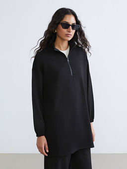 Dik Yaka Oversize Kad?n Sweatshirt Tunik