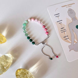 Браслет "Анахата" из камней для проработки четвертой чакры регулируемый