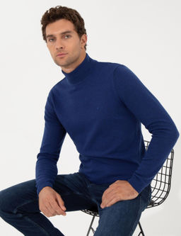 Базовый трикотажный свитер с высоким воротником Sax Slim Fit
