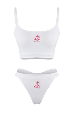 Beyaz Pamuklu Fitilli Kiraz Bask?l? Kaps?z Ask?l? Tanga Orme Ic Camas?r? Tak?m? THMAW26CC00001 - Trendyolmilla фото 5