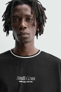 T-SHIRT WITH TEXTURED SLOGAN PRINT - Zara фото 4