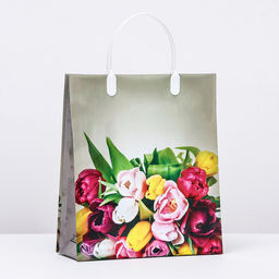 Цена за 10 шт. Пакет Букет, мягкий пластик, 26 x 23 см, 110 мкм