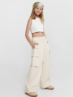 Брюки карго для девочек кремовые