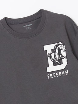 Bisiklet Yaka Bask?l? Erkek ?ocuk Ti??rt