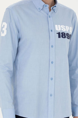 Мужская синяя рубашка с длинным рукавом - U.s. polo assn фото 13