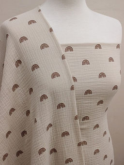 Муслин двухслойный с эф.жатости Радуга-дуга цв.бежево-молочный, СОРТ2, ш.1.43м, хлопок-100% - Купава фото 2