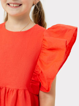 Платье для девочек в красном оттенке с декоративными рукавами - Mark formelle фото 4