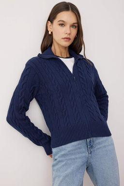 Wardrobe Essentials Lacivert Premium IplikDevrik Yaka Sac Orgulu Basic Triko H?rka | TWOAW26HI00137 - Trendyolmilla фото 5