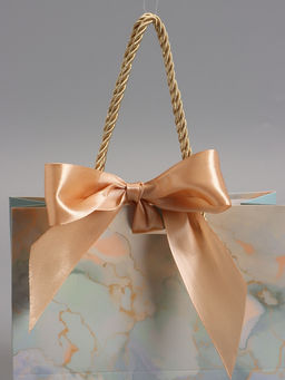 Пакет подарочный ламинированный «Мрамор», голубой, с бантиком, 19×15×7 см