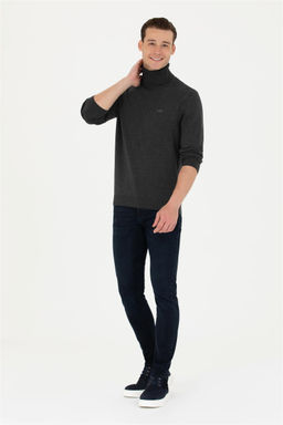 U. S. Polo Assn Мужской базовый свитер антрацитового меланжа - U.s. polo assn фото 4