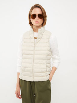 Kad?n Dik Yaka D?z ?i?me Yelek