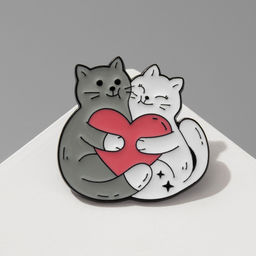 Значок «Котики», влюблённые, цветной в чёрном металле